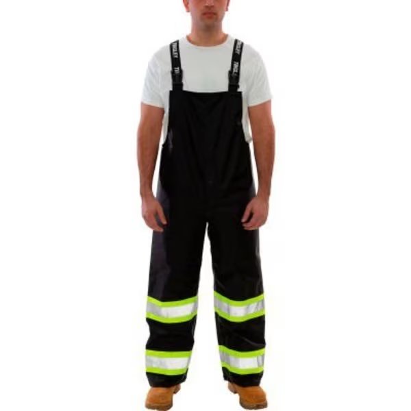 Icon„¢ Waterproof Breathable Overalls with Fluorescent Yellow-Green Tape, Black, S, Tingley Rubber, Mfr#: O24123C.SM